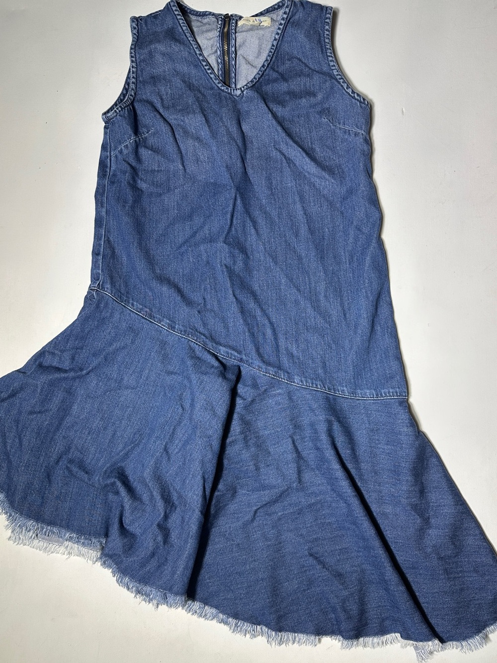 cloth & stone Sleeveless Vneck Asymmetrical flare Dress Denim